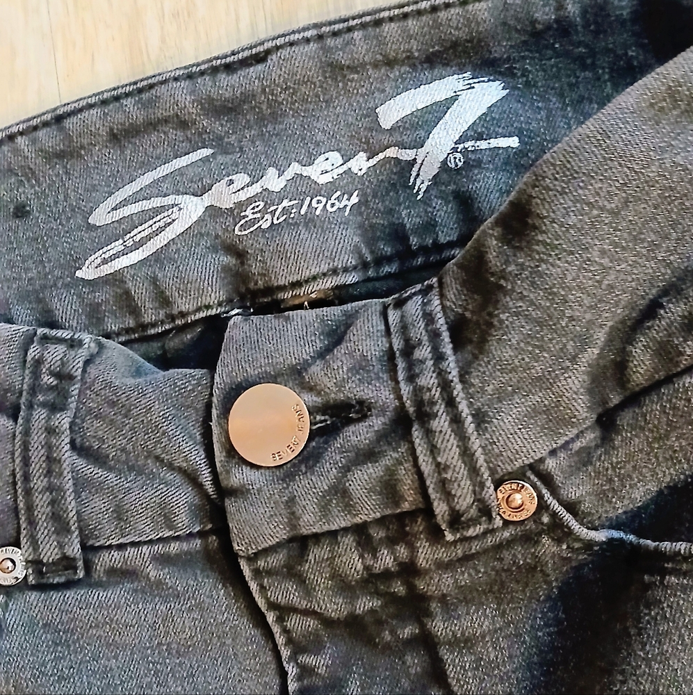 Seven7 DISTRESSED Women's Dark Gray High Rise Jeans TUMMYLESS SKINNY JEANS